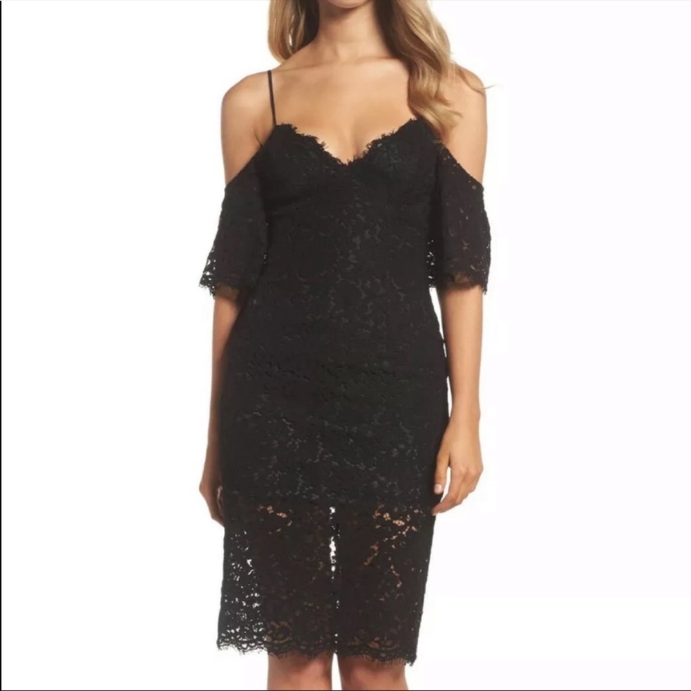 Bardot lace off the shoulder dress